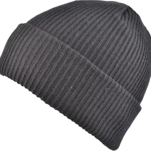 Black Ribbed Beanie Hat One Size Unisex Classic Winter Style