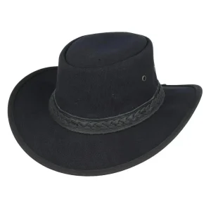 Black Waxed Canvas Outback Cowboy Hat UPF 40+ Sun Protection