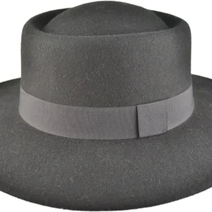 Wide Brim Wool Felt boater Cloche Hat Adjustable Modern Vintage Style