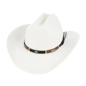 White Wool Cattleman Cowboy Hat Leather Band Western Brim