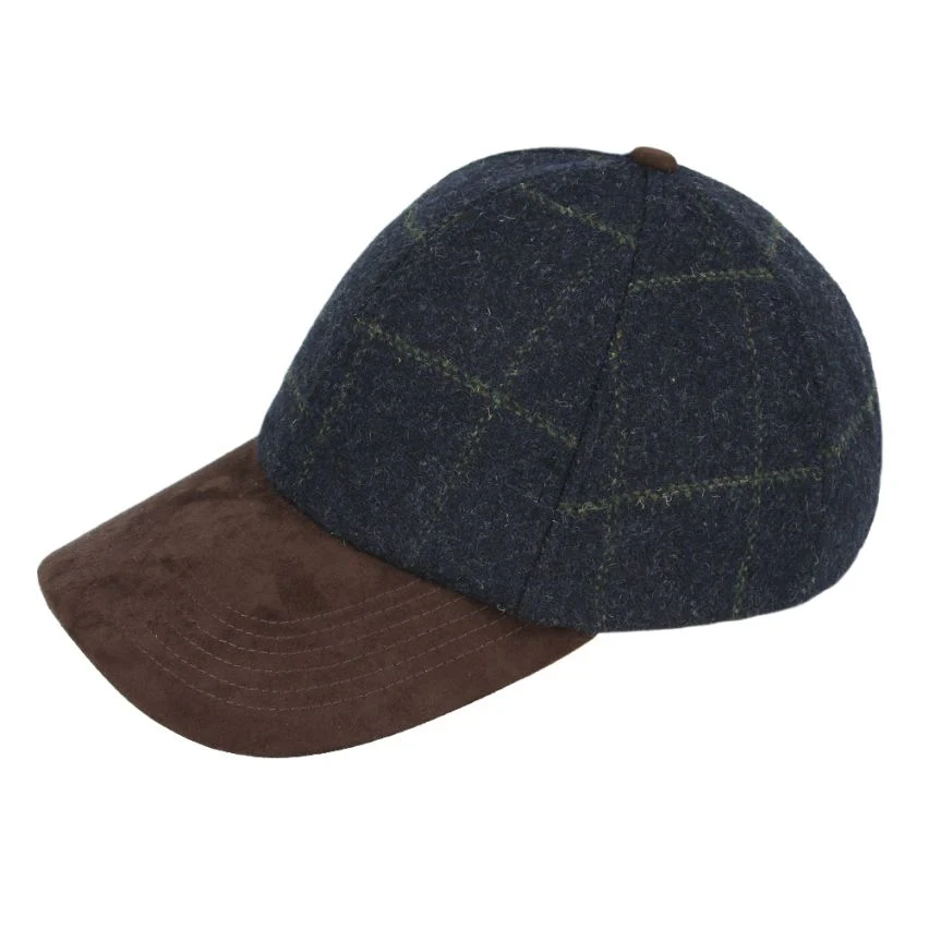 Brown Checked Tweed Baseball Cap with Suede Peak Heritage – Bild 7