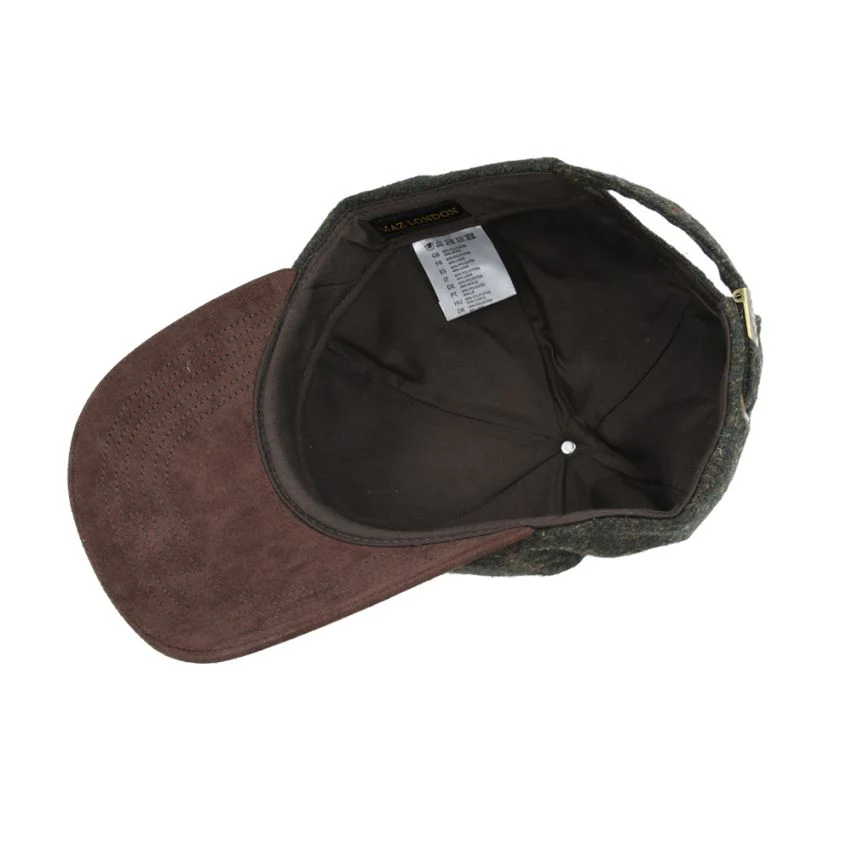 Brown Checked Tweed Baseball Cap with Suede Peak Heritage – Bild 8