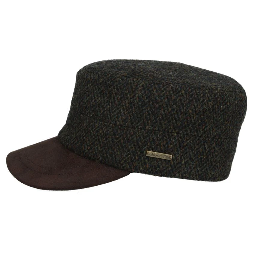 Green Herringbone Wool Army Cap with Buckle Heritage Everyday – Bild 5
