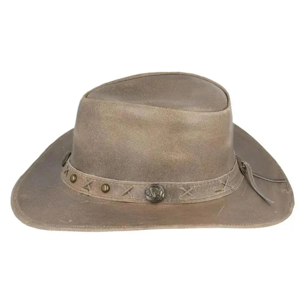 Tan Distressed Leather Cowboy Hat UPF 40+ Outback Western – Bild 8
