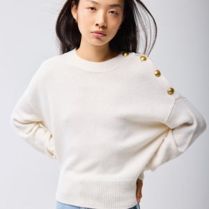 Weiß Pullover Rundhals Lange Ärmel Wolle Kaschmir
