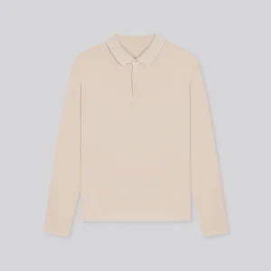 Beige Poloshirt Langärmeliges Poloshirt aus Baumwolle / Elasthan