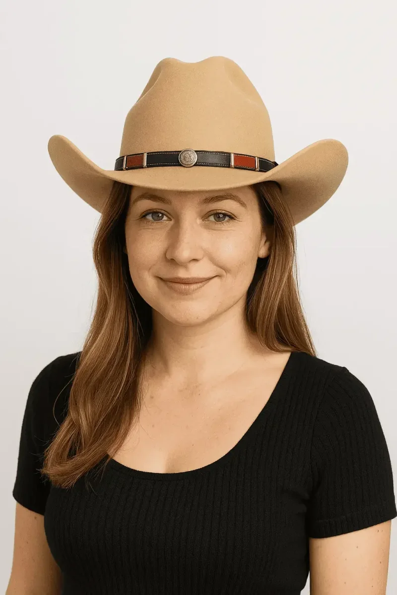 White Wool Cattleman Cowboy Hat Leather Band Western Brim – Bild 5