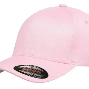 Pink Flexfit Wooly Combed Baseball Cap Soft Tone Athletic Fit