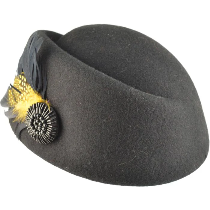 Womens Vintage Cloche Hat 100% Wool Felt 1920s Adjustable