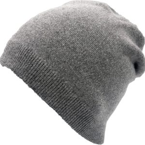 Grey Cashmere Blend Knitted Beanie Hat Unisex Classic Winter Knit