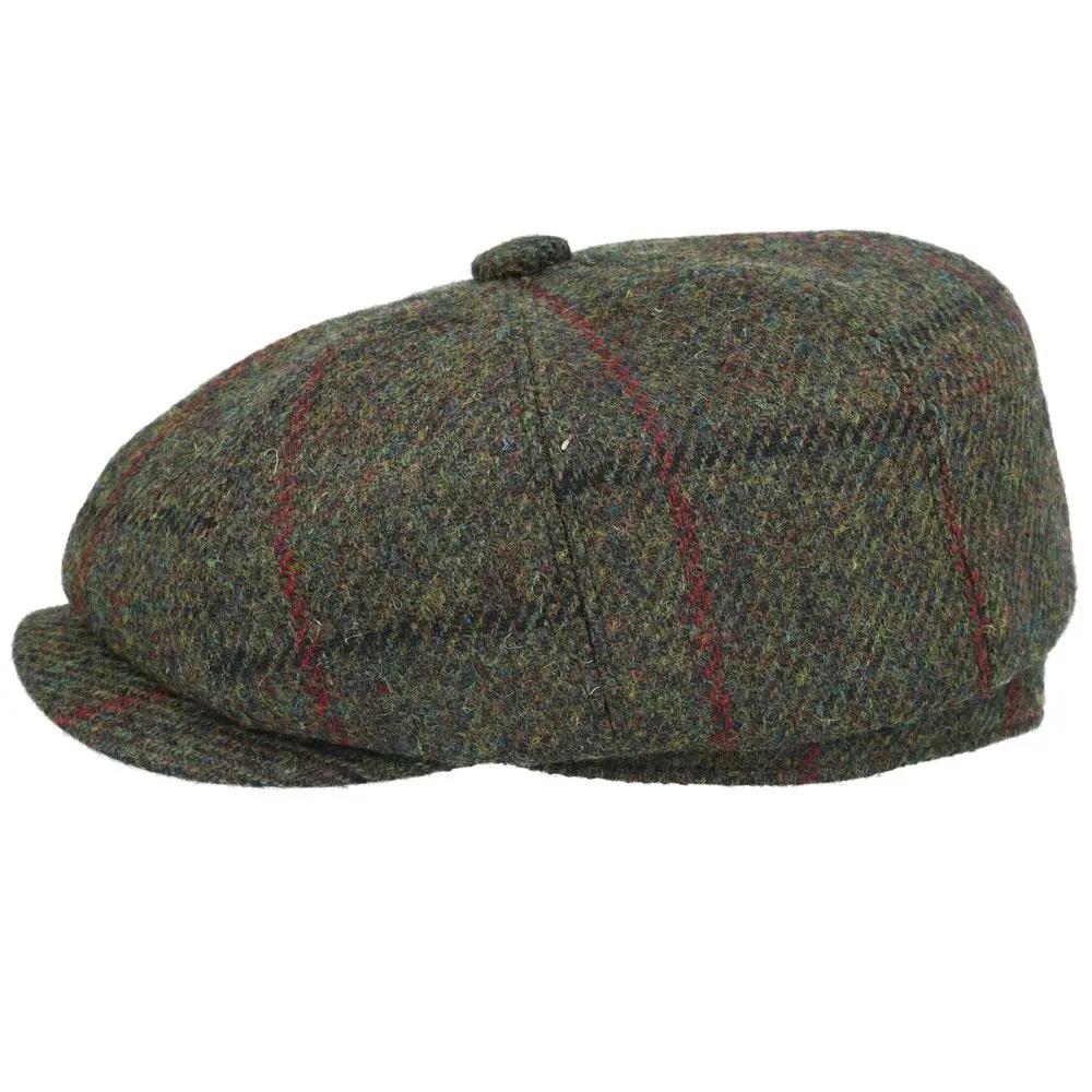 Mixed Green Check Harris Tweed Newsboy Cap Baker Boy – Bild 4