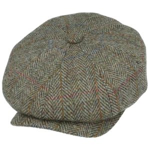Forest Green Hunter Harris Tweed Newsboy Cap Wool Baker Boy