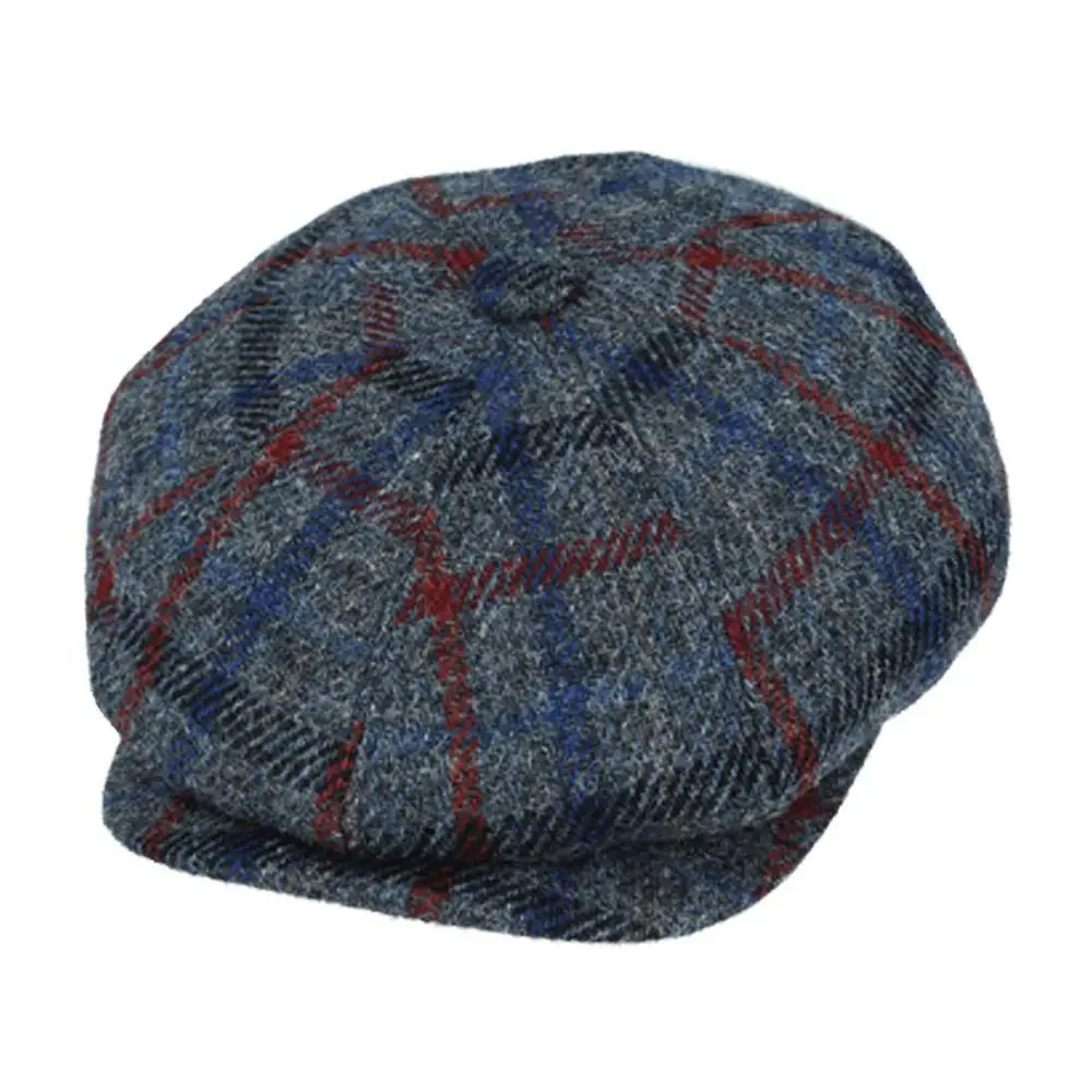 Mixed Grey Herringbone Harris Tweed Newsboy Cap Wool – Bild 5