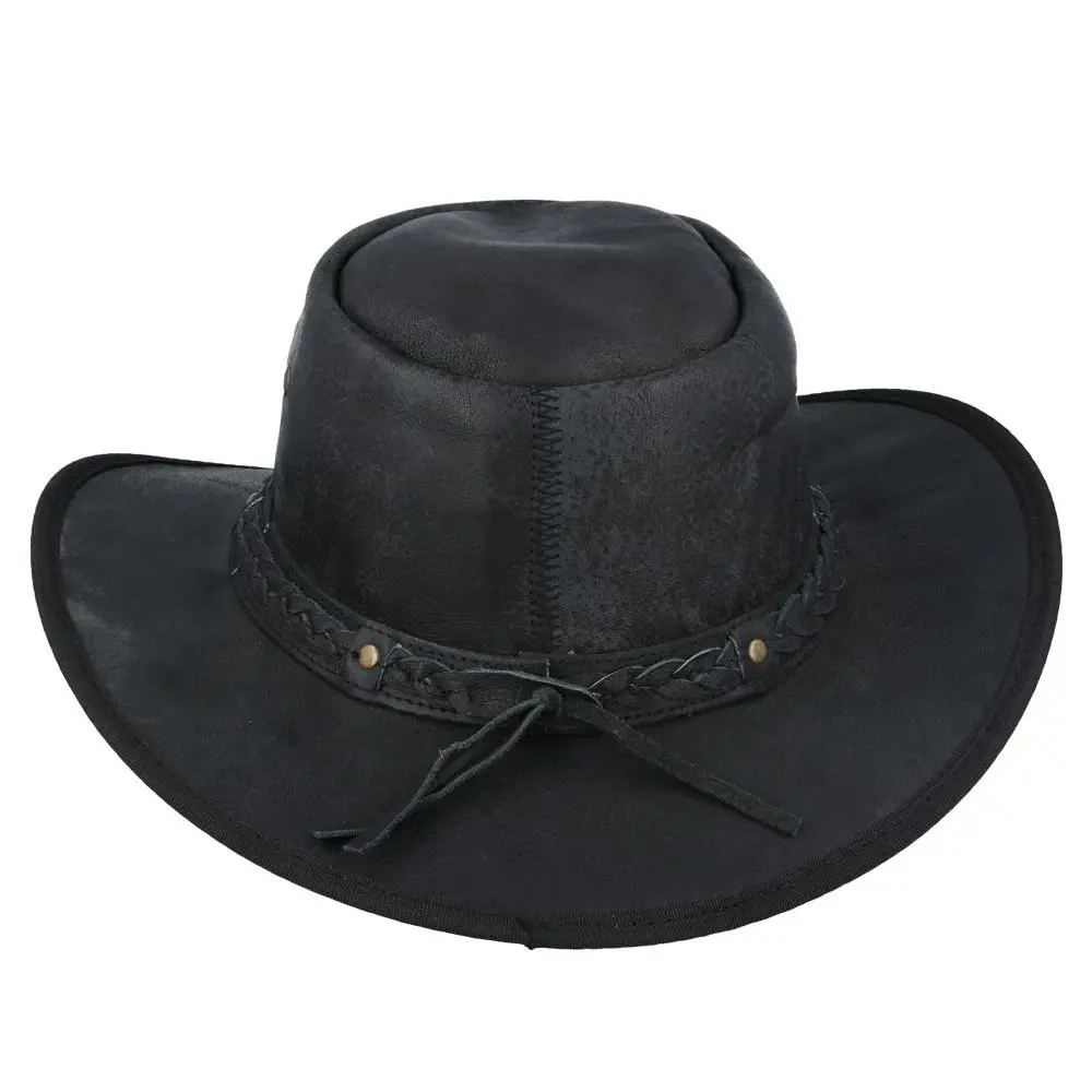 Crushable Leather Western Cowboy Hat Outback Travel Hat – Bild 5