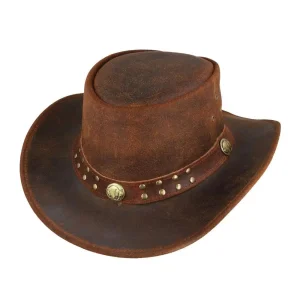 Leather Australian Country Cowboy Hat Tan and Brown