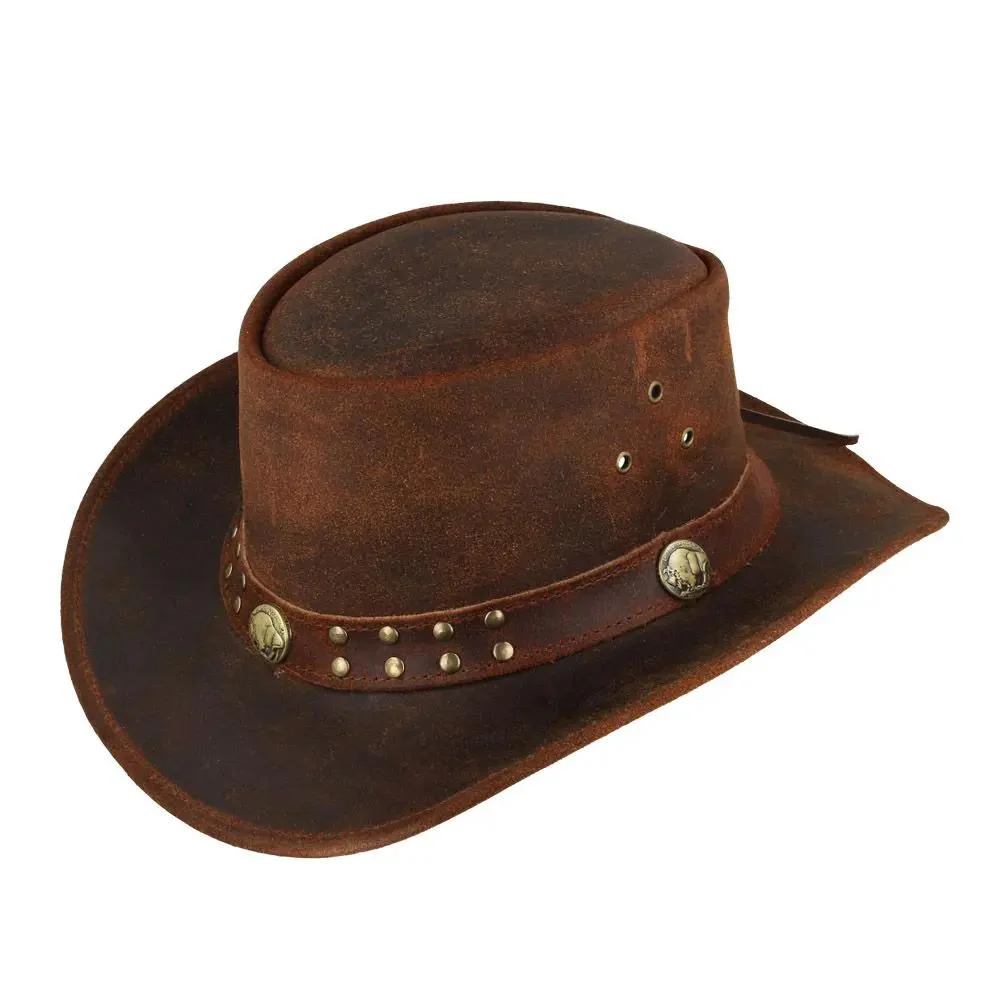 Leather Australian Country Cowboy Hat Tan and Brown – Bild 4