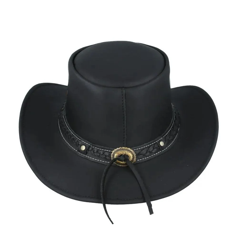 Leather Australian Outback Cowboy Hat Studded Band Wide Brim – Bild 6