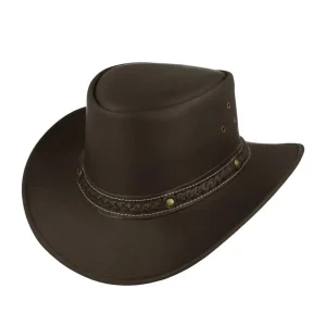 Leather Australian Outback Cowboy Hat Studded Band Wide Brim