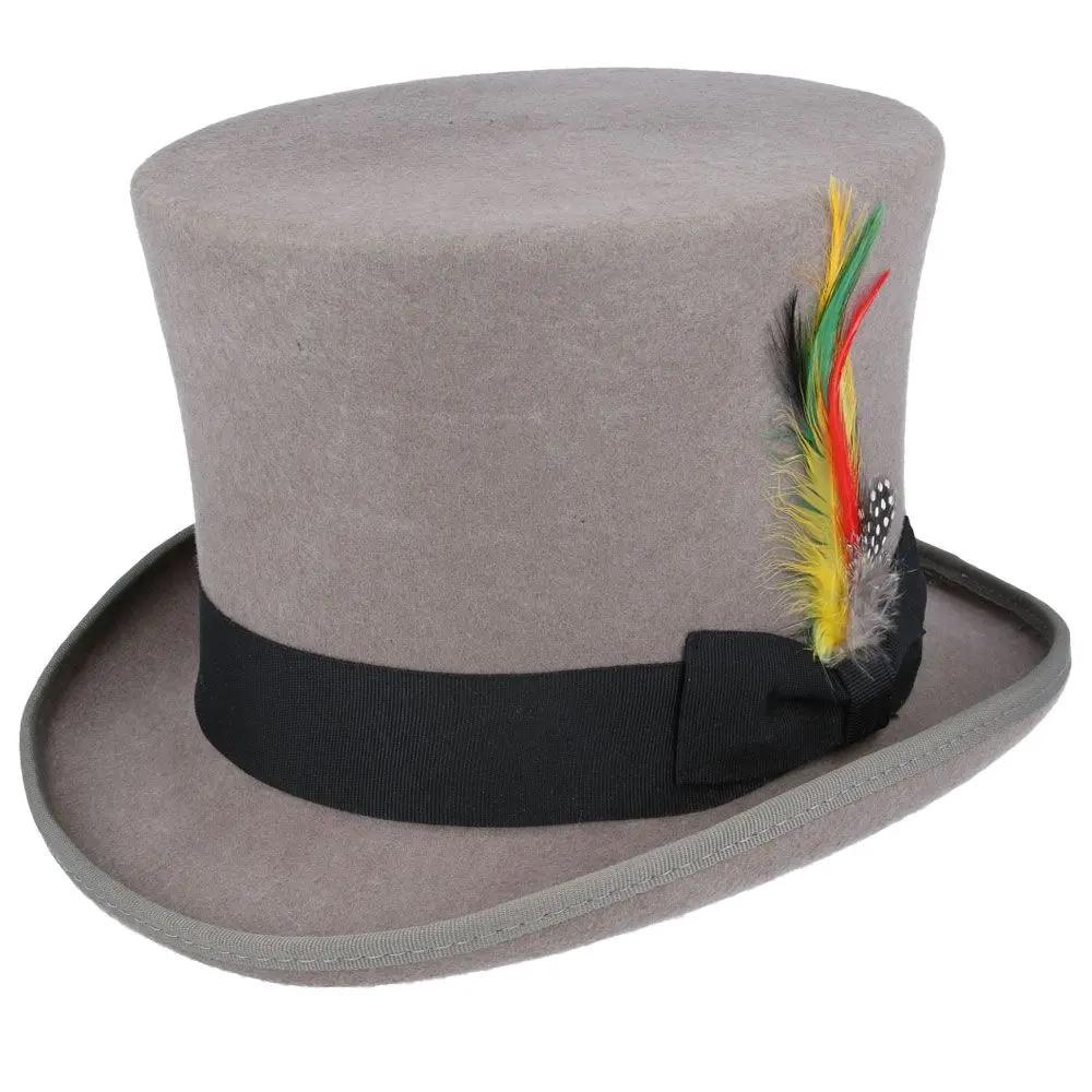 Grey Victorian Wool Topper Hat Handcrafted 14.5cm Satin Lined